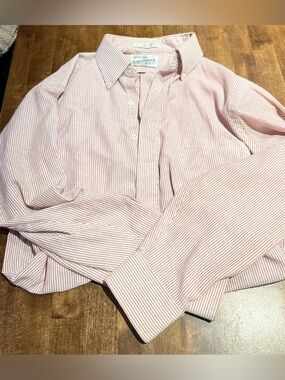 Slim Fit Red-Striped Cotton Button-Down Shirt